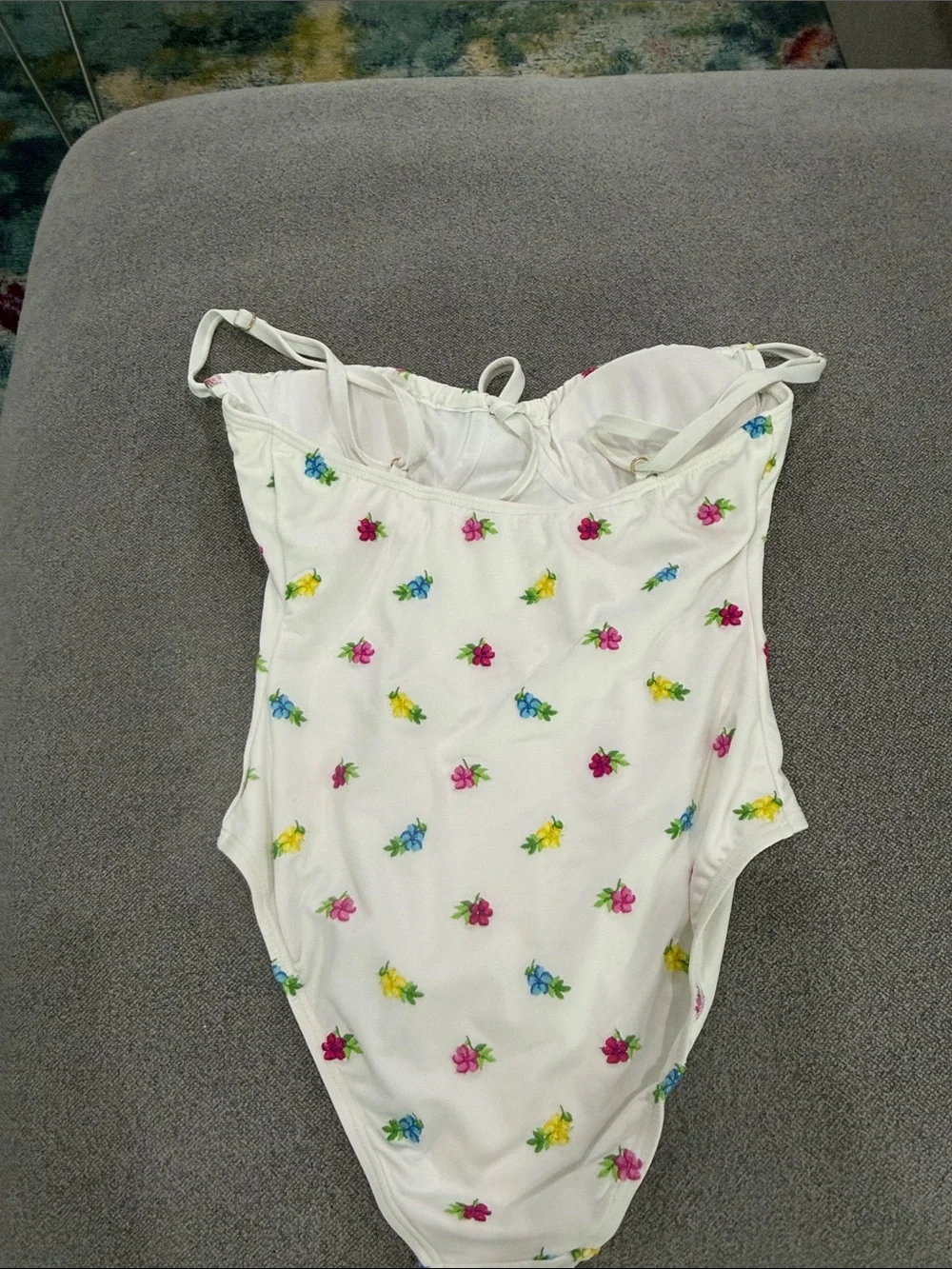 kate spade White One-Piece Swimsuit with Pink, Blue & Yellow Floral Sprigs